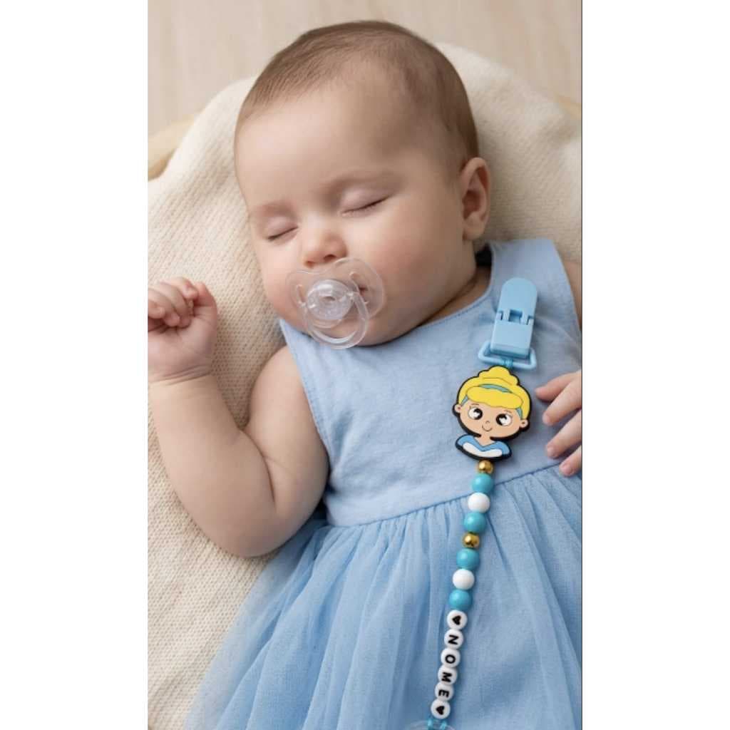 Prendedor de chupeta personalizado com nome/Prendedor de chupeta princesas