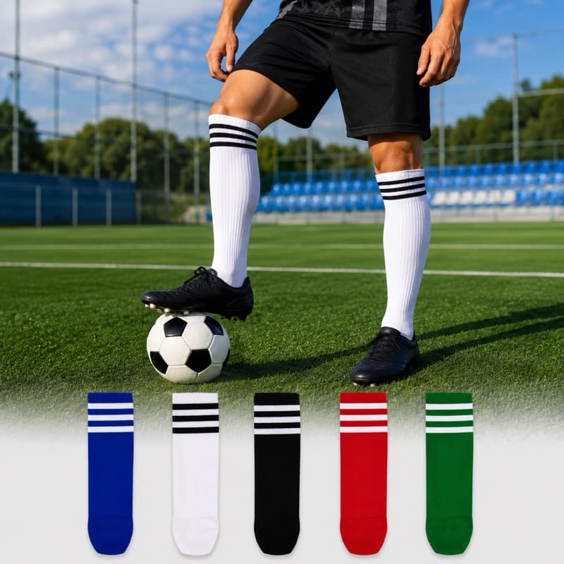 Kit 6 Pares Meião de Futebol Esportiva Adulto Jogador Profissional Cano Alto Resistente