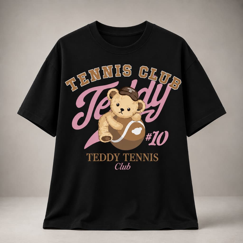 Camiseta Teddy Tennis Club Estampa Ursinho Tennis Club Unissex Casual