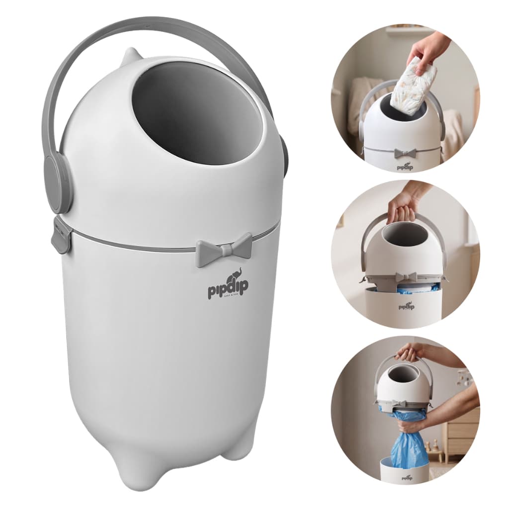 Lixeira Antiodor Bebê Fraldas Tampa Vedação de Cheiro Lixo Mágico Infantil Até 15kg Alça Pipdip