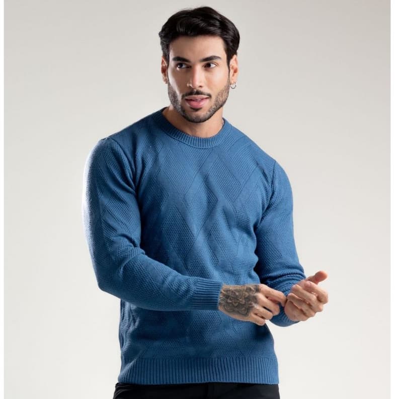 Suéter Tricot Gola careca Blusa Masculina Manga Longa Outono Inverno  Alta Qualidade