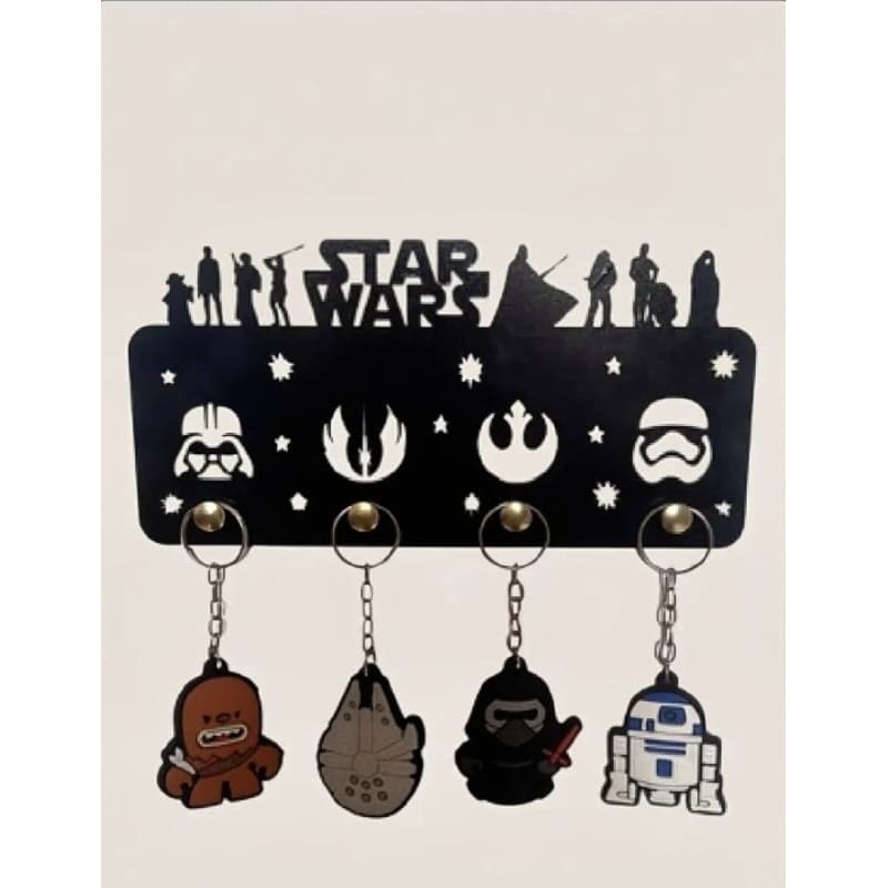 Porta Chaves Decorativo de Parede 4 Ganchos Tema Galáxia