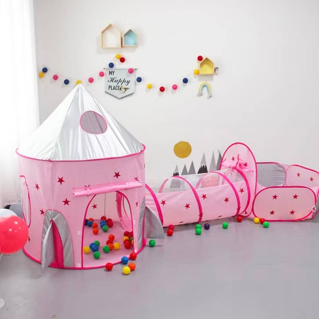 Barraca Infantil Dobrável Piquenique, Brinquedo Educativo com Piscina de Bolinhas ou Led