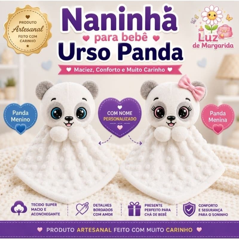 Naninha para bebê Urso Panda  - maternidade / enxoval de bebê