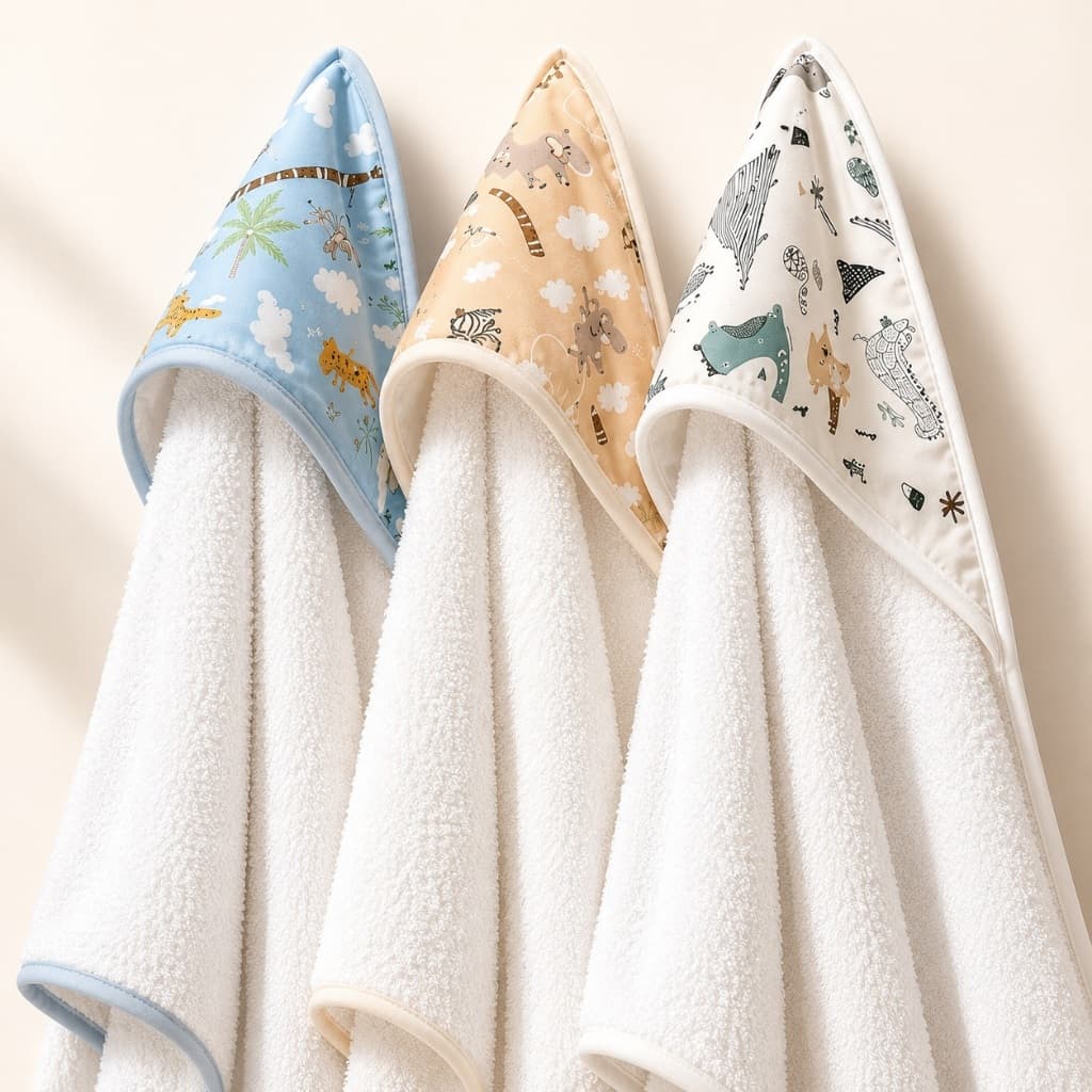 Kit 3 Toalhas de Banho para Bebê com Capuz Forrado com Fralda 80x70cm Menino