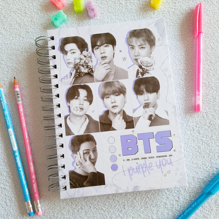 Caderno BTS | Caderno A5 | Caderno artesanal Fanmade Kpop PRONTA ENTREGA