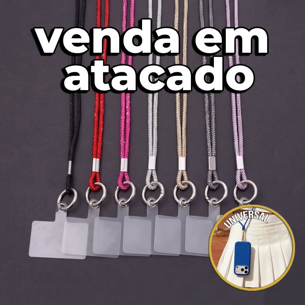 Kit 05/10 Cordão Antiqueda Para Celular Universal Alça De Pescoço E Pulso Atacado