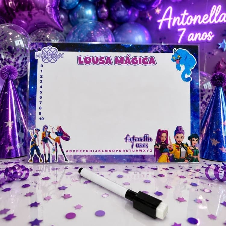 Lousa Mágica Personalizada Guerreiras do k-pop aniversário, Saja Boys, Lembrancinha de festa