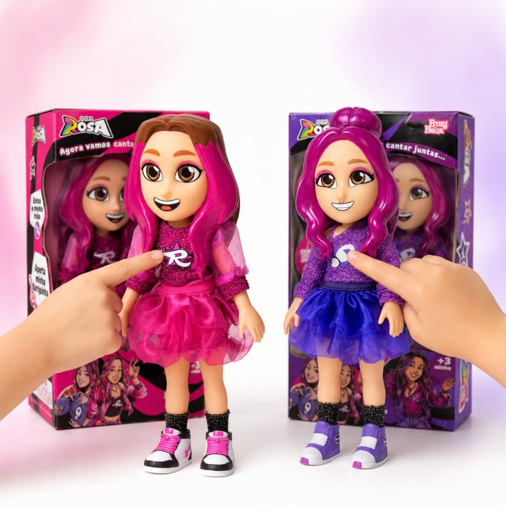 Kit Bonecas Emilly Vick e Katlen Musicais Dos Rosa