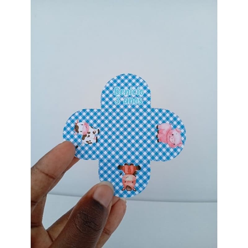 Forminha para Doces + 10 Toper Fazendinha Azul/Forminha de Brigadeiro Fazendinha Menino