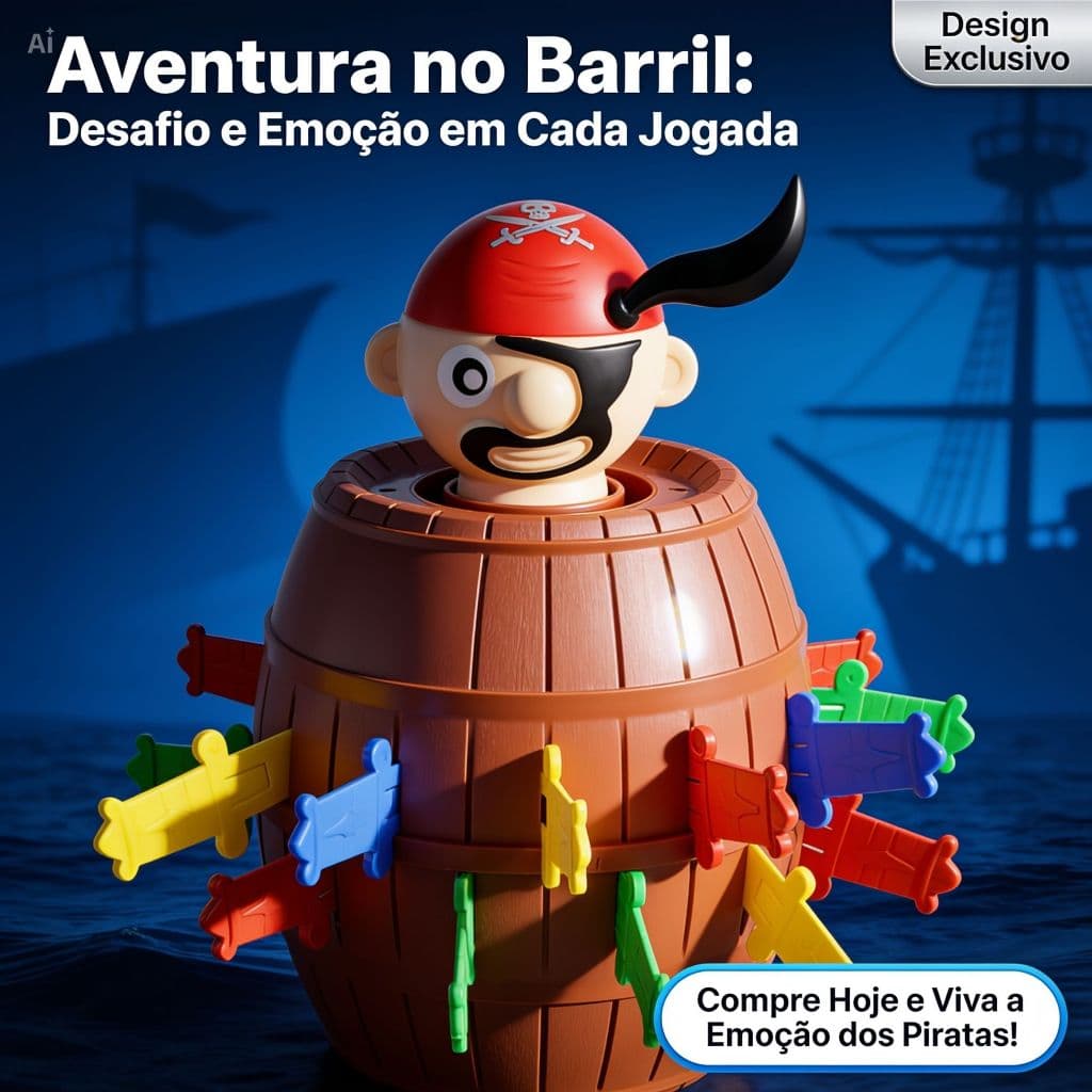 Jogo Pula Pirata Brinquedo Infantil Com 16 Espadas Barril Educativo Tabuleiro Promoção Envio Rápido