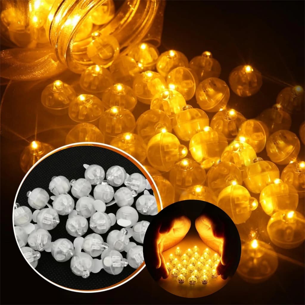 Kit 50/100 Mini Bolinhas LED 1,4cm para Balão – À Prova d'Água, Decoração de Aniversário