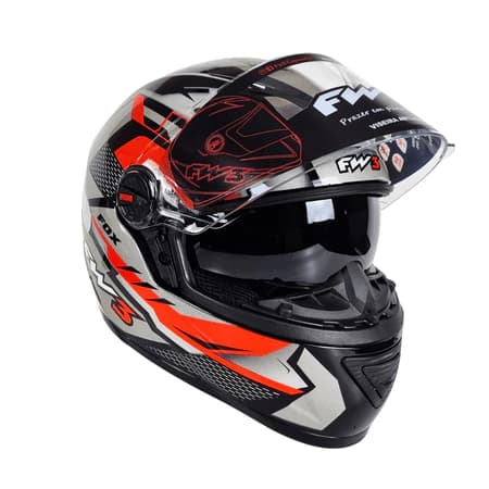 Capacete Fw3 Gtx Fox Com Óculos Narigueira Alta Grafite com Vermelho