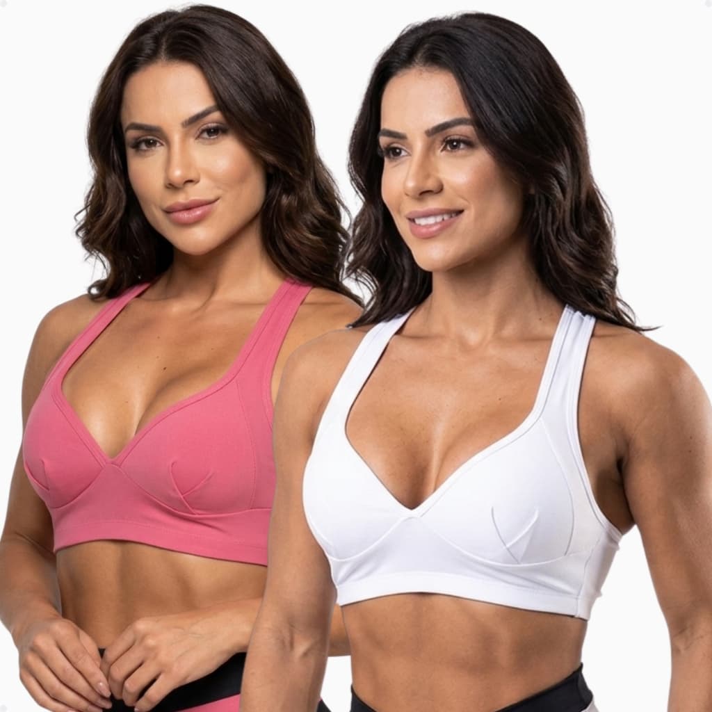 Kit 2 Tops Nadador Com Bojo Fitness Sutiãs Esportivos Roupas De Academia Feminino