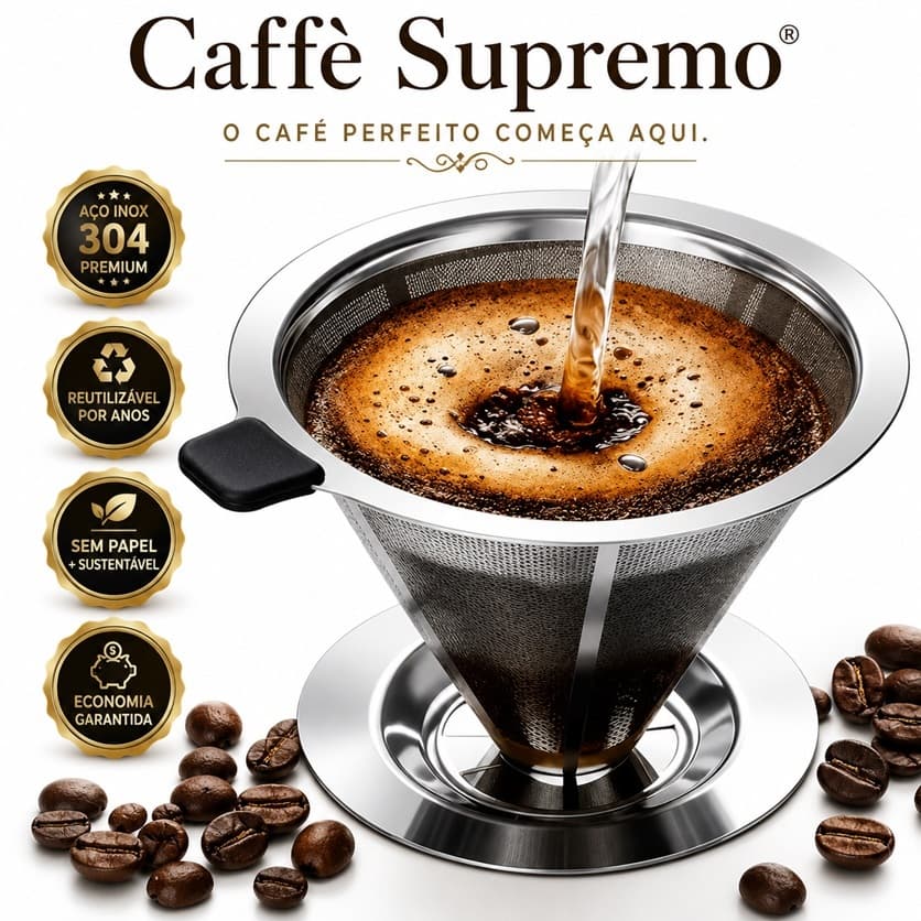 Filtro De Café 103 Inox - Coador de Café Grande Sem Uso De Papel
