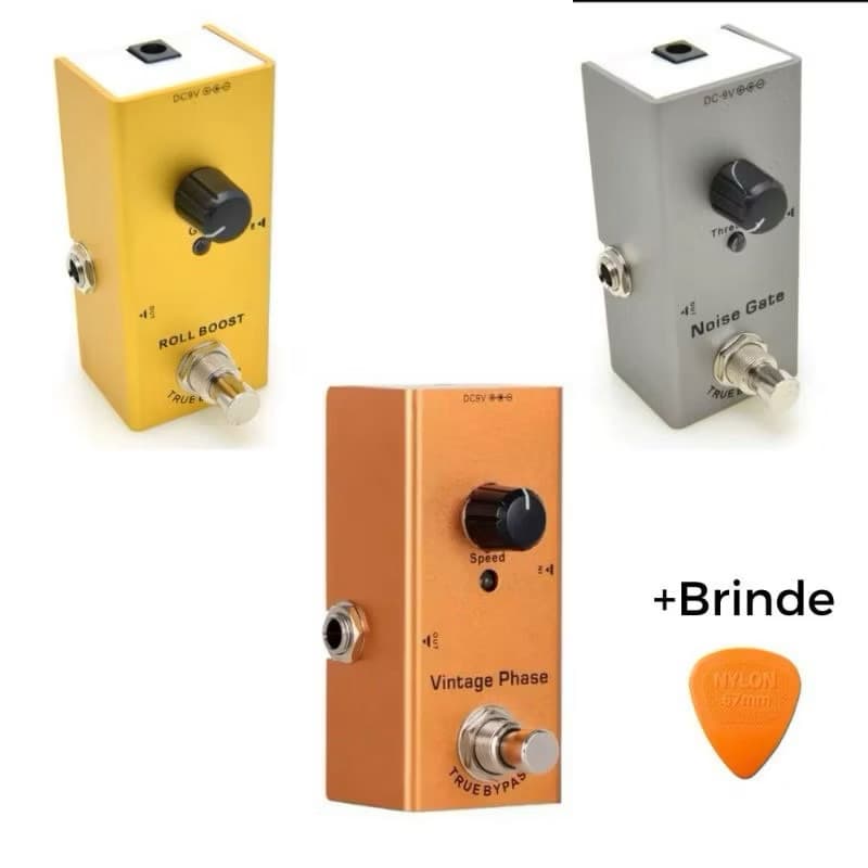 Pedal de efeitos de guitarra vintage phase, noise gate, roll boost, palheta de brinde