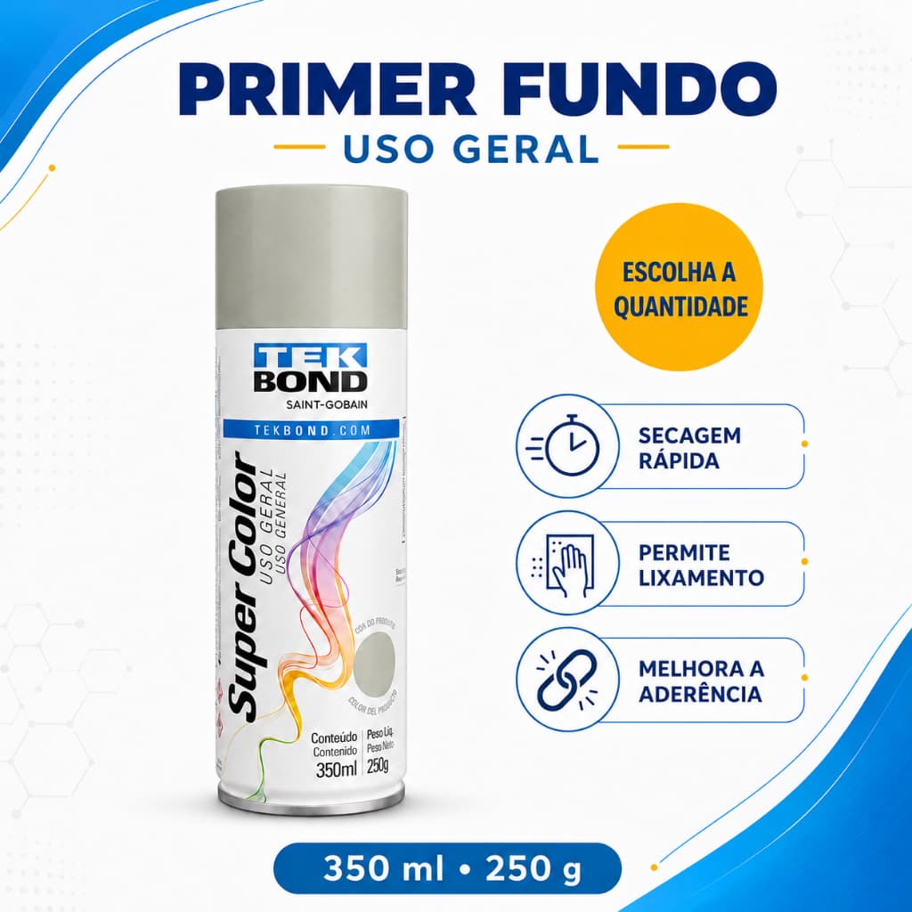 Primer Fundo Preparador Uso Geral Aerossol Tekbond 350ml