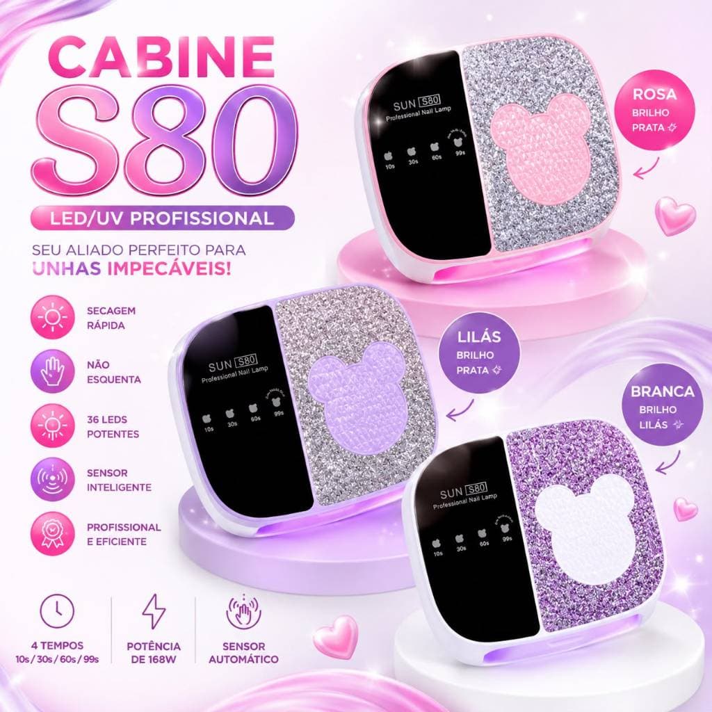 Cabine Sem fio c/ Bateria SUN S80 Sioux para Secagem Unha Gel 36 LEDs 108W Bivolt