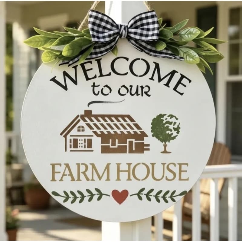 Placa Decorativa Rústica Welcome To The Farm Enfeite De Porta