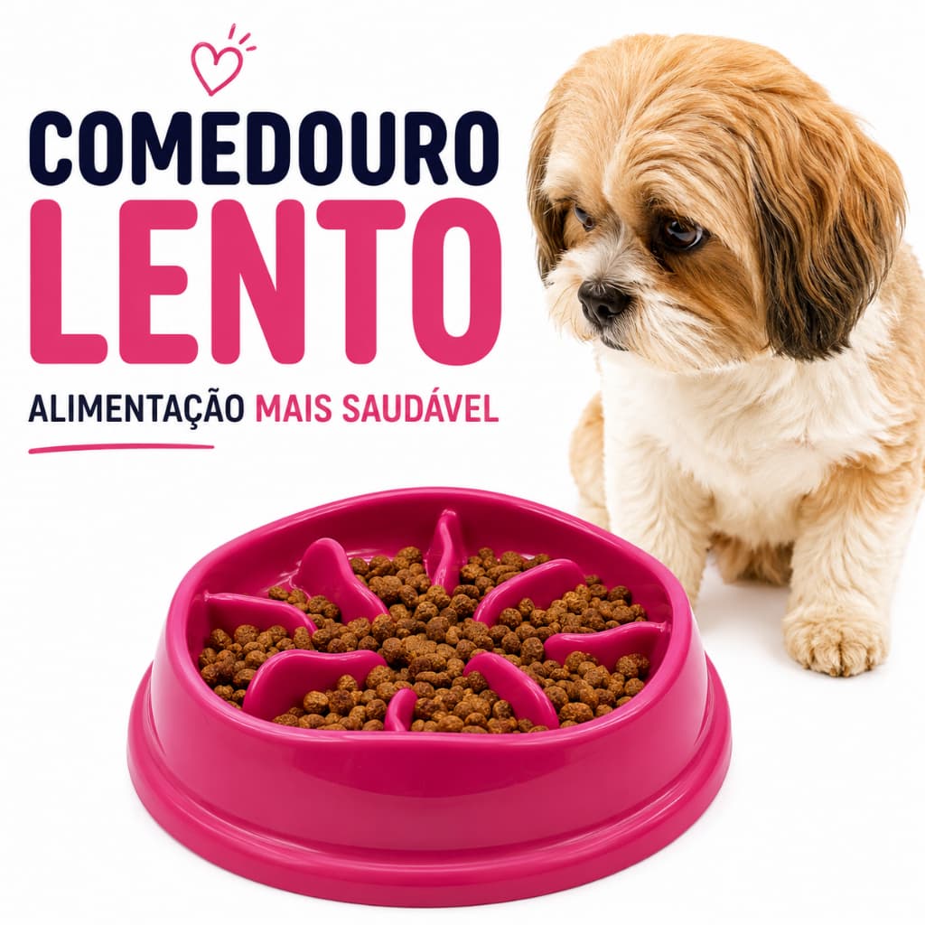 Comedouro Lento para Cães e Gatos Antiestresse Interativo Labirinto Antiderrapante Melhora Digestão Pet 550ml