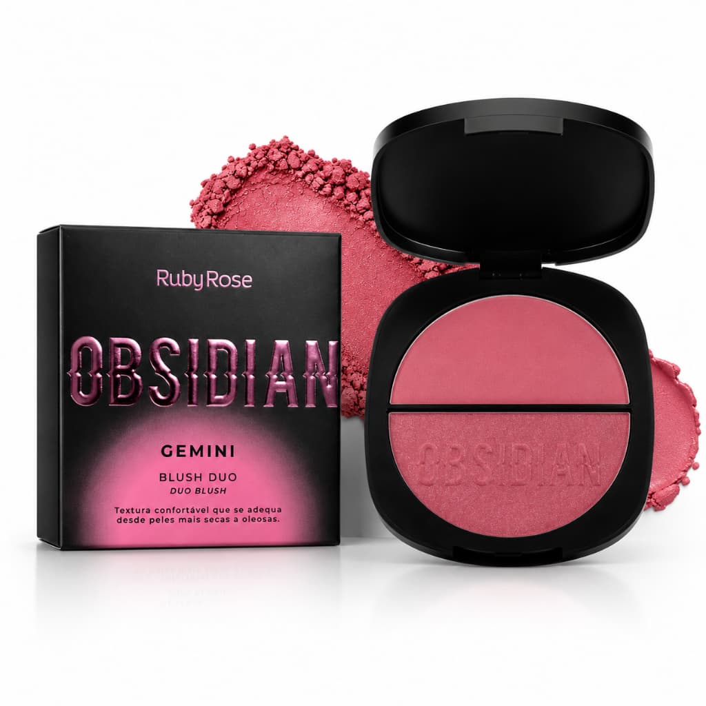 Blush Duo Obsidian Gemini Ruby Rose 2 em 1 | Blush Cremoso + Blush em Pó