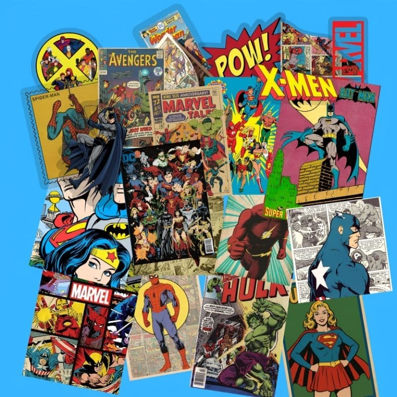 Kit 21 Adesivos Heróis Comics Homem Aranha Batman Garrafa Notebook Caderno Decoração BUJO