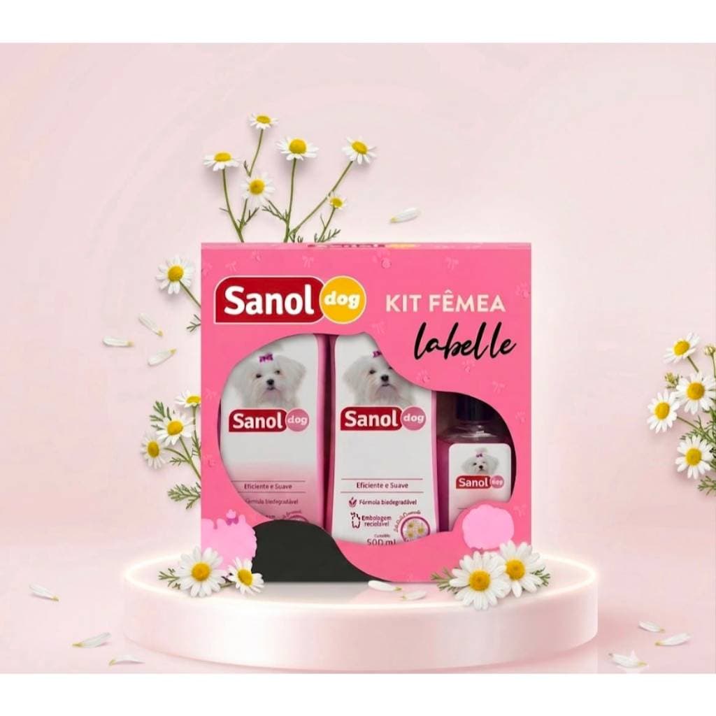 Kit Sanol Dog Fêmea Labelle (Shampoo + Condicionador + Colônia) -