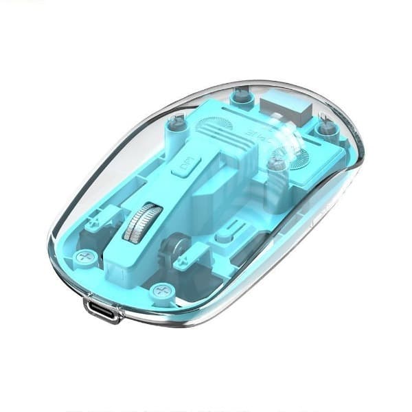 Mouse Sem Fio XO M12 Bluetooth 2.4G USB Recarregável 300mAh Transparente Azul