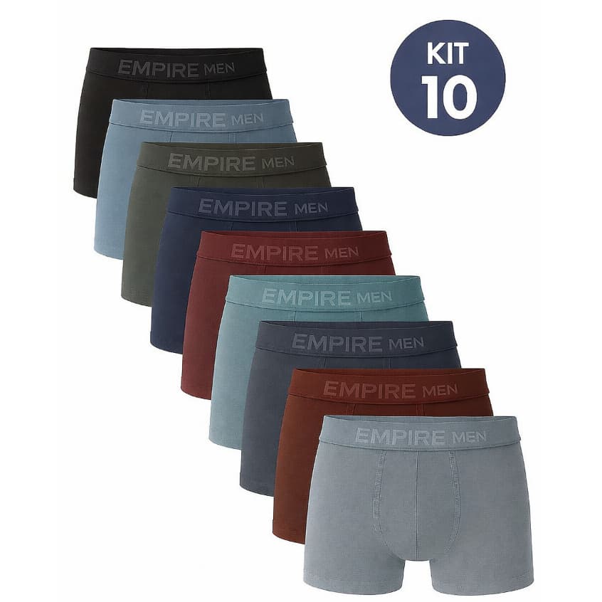 Kit 10 Cuecas Box Boxer Algodão Adulto Lisas