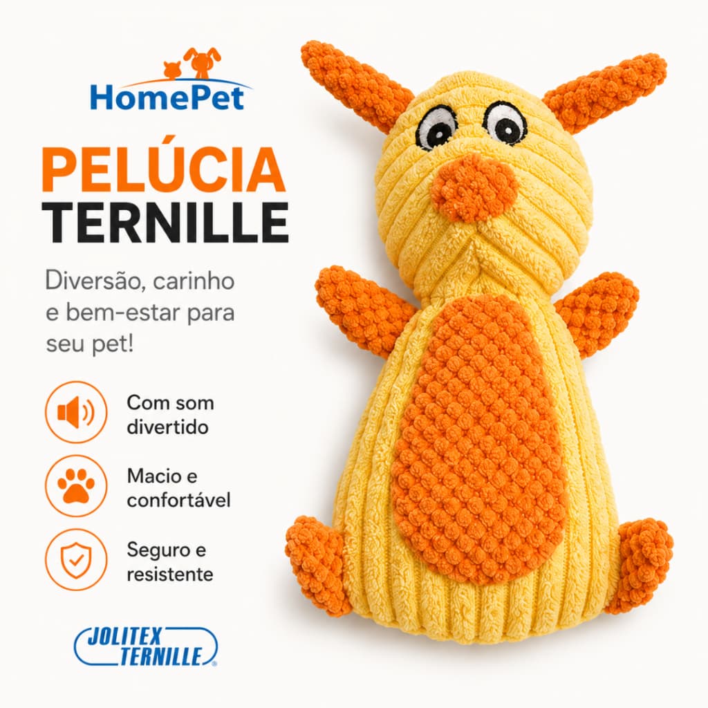 Brinquedo Pelúcia para Cachorro com Apito Mordedor Interativo Resistente HomePet 25cm