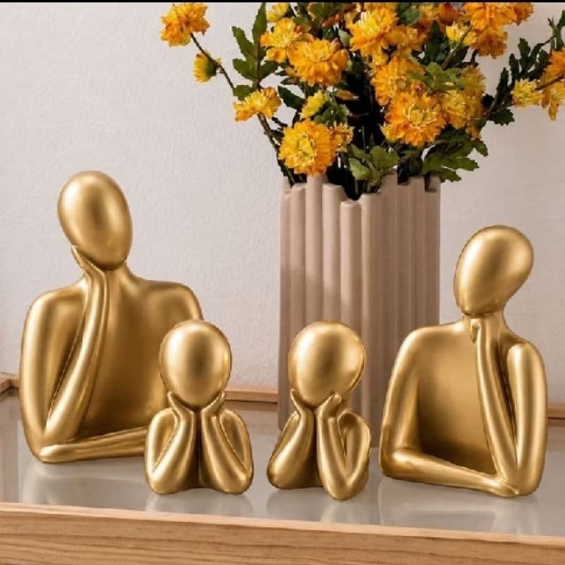 Kit - Estatuetas de Família Gesso Abstrata Minimalista Casa e Decoração  Escritório – Pai Mãe e Filho