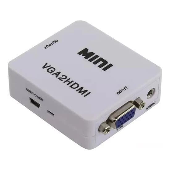 Mini Conversor Vga Para Hdmi Vga2hdmi Tv Monitor Pc Headphone P2 Projetor Switch Casa Notebook