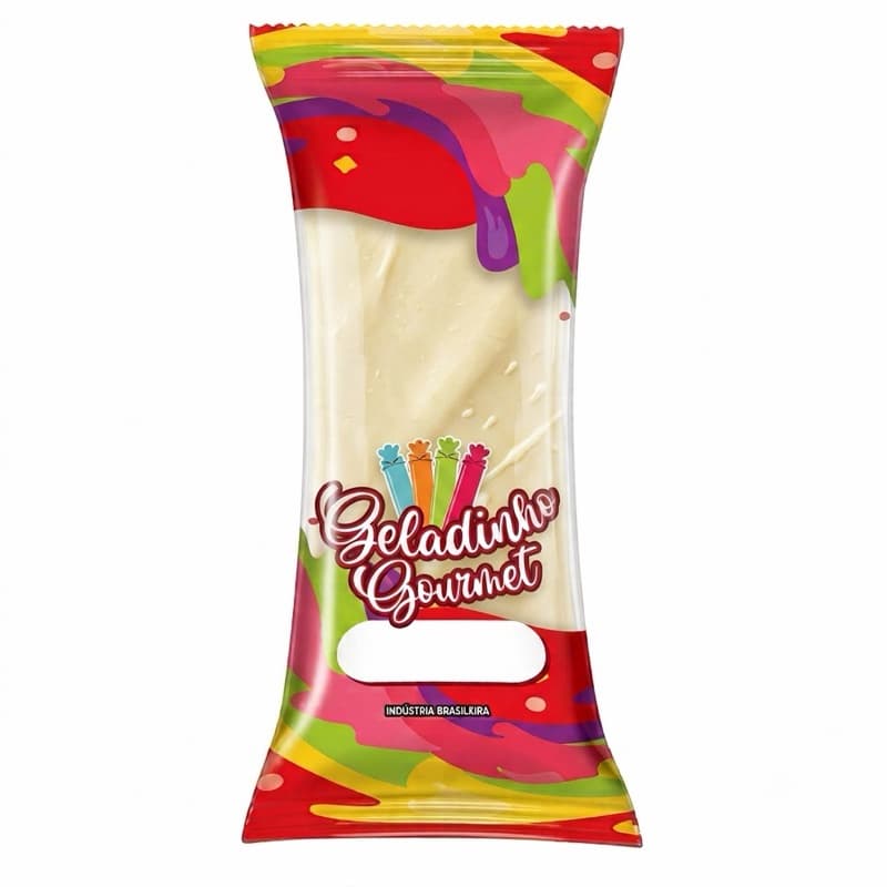 Embalagem Higiénica Geladinho Picole Tradicional 7x19cm  Sacolé Juju Dindin Chup-Chup Vermelho