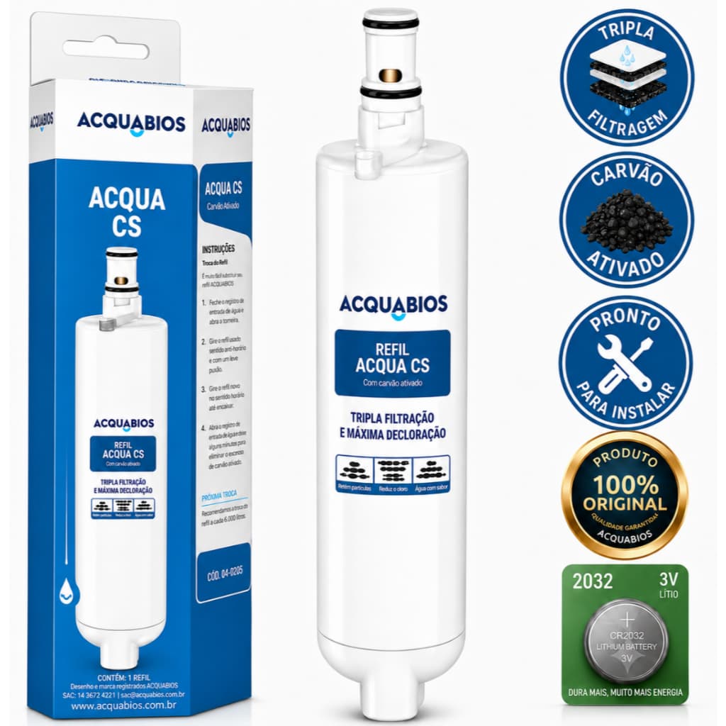 Refil Filtro Compatível Consul para Purificador de Água Cpc30 Cpc31 Cpb34 Cpb35 Cpb36 Bateria Brinde