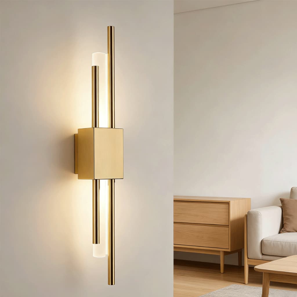 Arandela de Parede LED Dourada 3 Cor Bivolt para Quarto, Cabeceira, Sala e Corredor Ligação Direta à Rede Elétrica