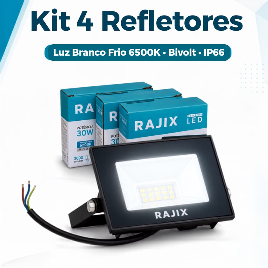 Kit Refletor Led Bivolt 6500k Luz Frio A Prova De Água 4 Unidades Econômico Alta Qualidade