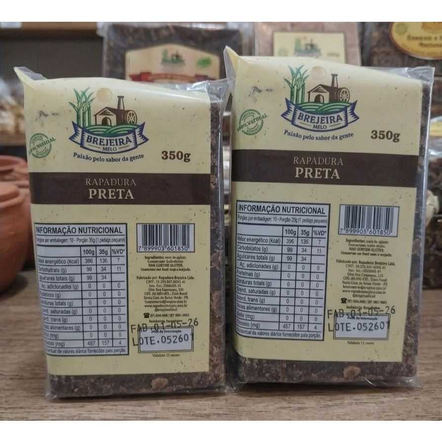 Rapadura Preta Brejeira 350g. Kit com 2, 3 ou 4 unidades