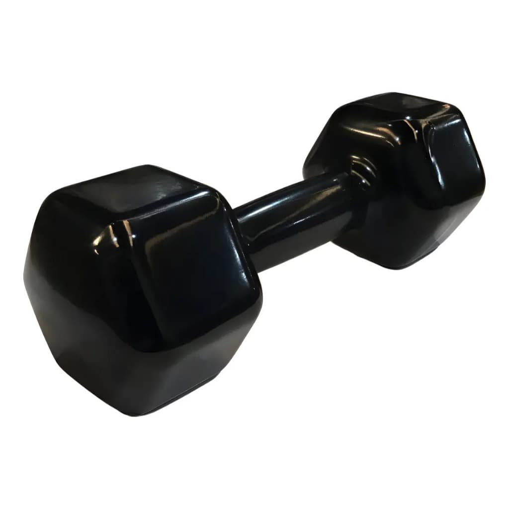 Halter Sextavado 15 KG Emborrachado - Preto -