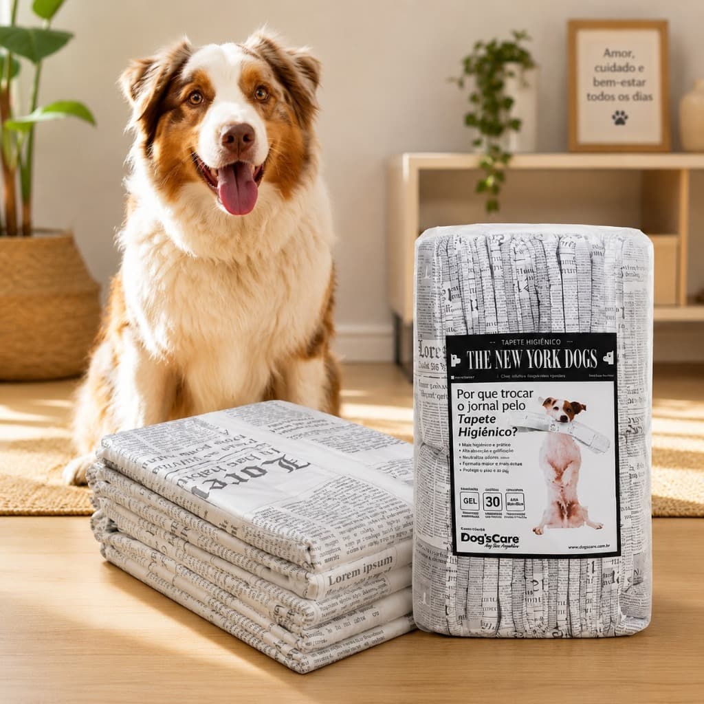 Tapete higiênico cães descartável 80x60cm Dogs Care the new York grande 80x60cm com 30 unidades cachorro Pet premium