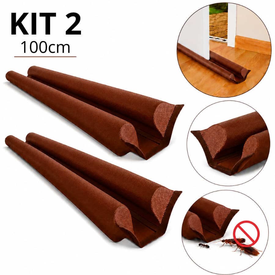 Kit 2 Veda Porta Marrom/Preto 100cm Protetor Duplo Anti Poeira Insetos Impermeável