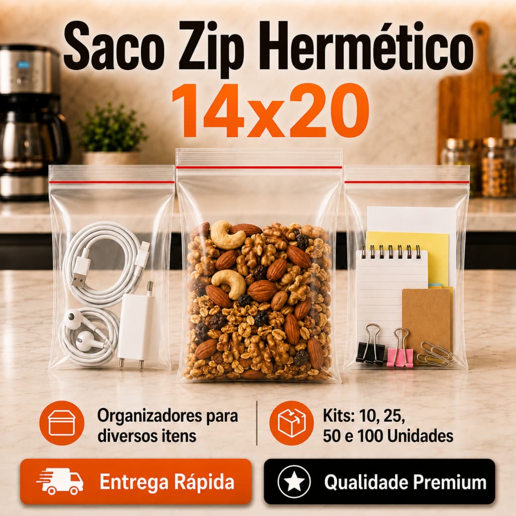 Saco Zip Hermético 14x20 Plástico Pequeno10/25/50/100 Unidades Organização Maternidade Alimentos Roupa  Abre e Fecha