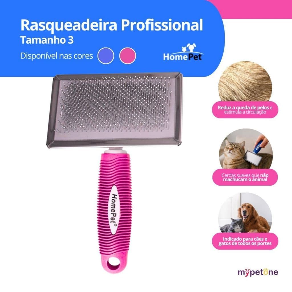 Rasqueadeira Home Pet Nº3 Escova para Cães e Gatos Remove Pelos Mortos e Nós Sortida