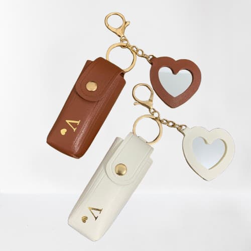 Chaveiro Personalizado Porta Batom Perfume com Espelho Coração