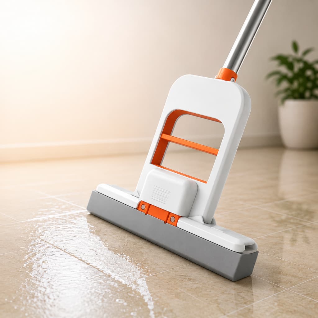 Mini Mop Absorvente Portátil para Pia e Bancada – Rodo Esponja de Limpeza Rápida com Auto-Torção