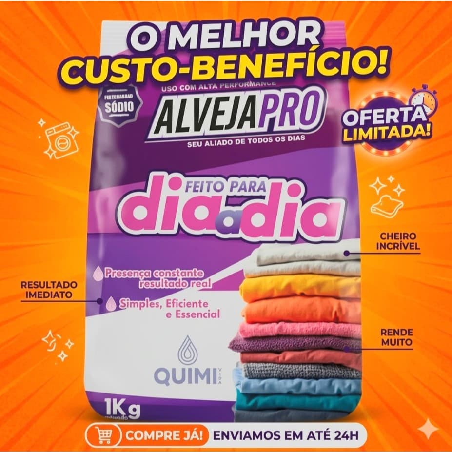 Alvejapro Dia a Dia Percabonato em Pó Sem Cloro Tira Manchas e Clareador de Roupas