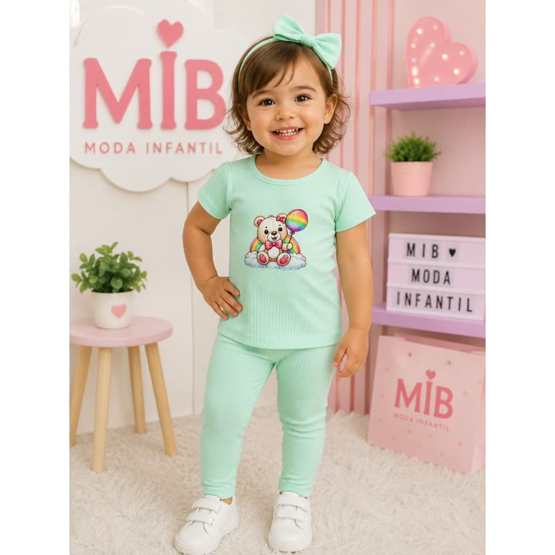 Blusa manga Malu + leg + laço de cabelo