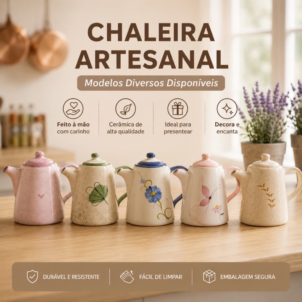 Bule de Cerâmica com Tampa para Café e Chá Chaleira Decorativa Vintage 1L