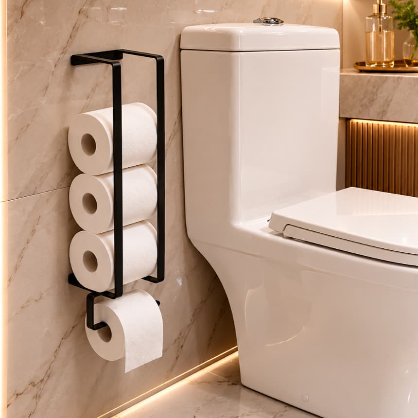 Suporte de Parede para Papel Higiênico Design Moderno Prático e Funcional