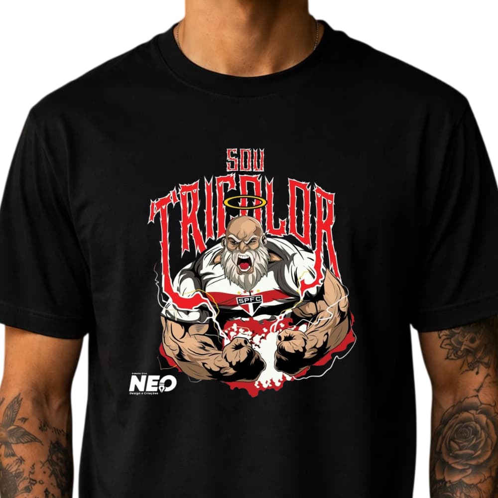 Camiseta Masculina São Paulo Sou Tricolor 100% Algodão Camisa de Time Confortável Torcedor