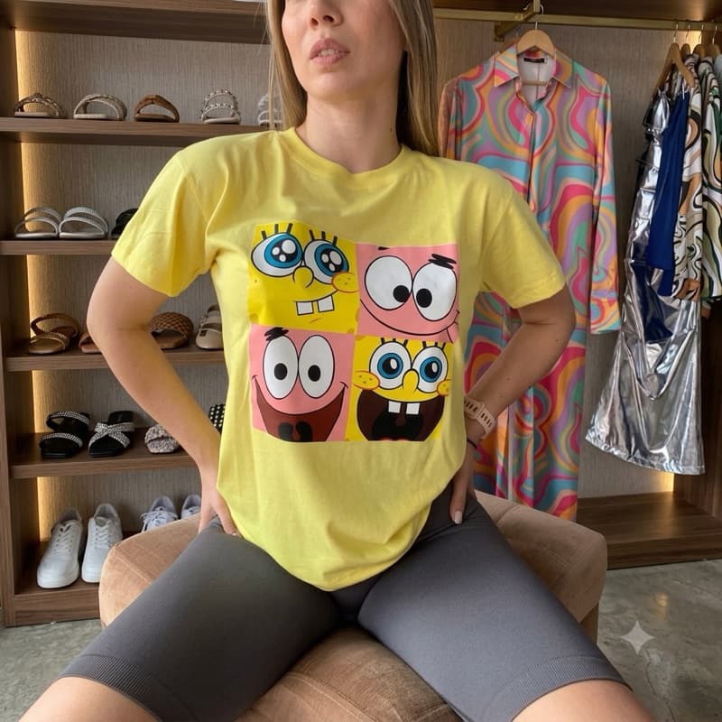 Camiseta T-Shirt Estampada Unissex Filme Desenho Bob Esponja